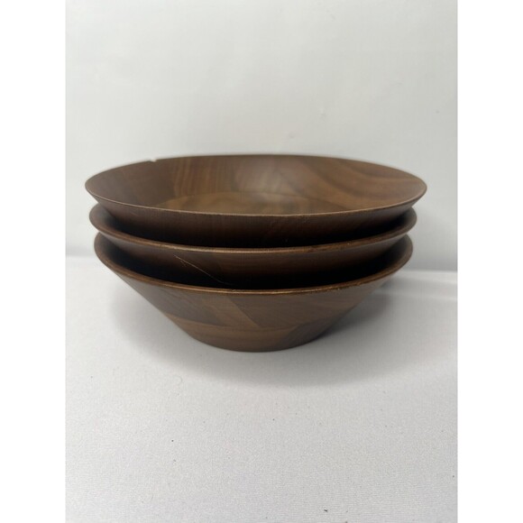 Authentic Solid Black Walnut Bowl Set Of 3 MCM Soft Beautiful Wood Bowls - Picture 5 of 6